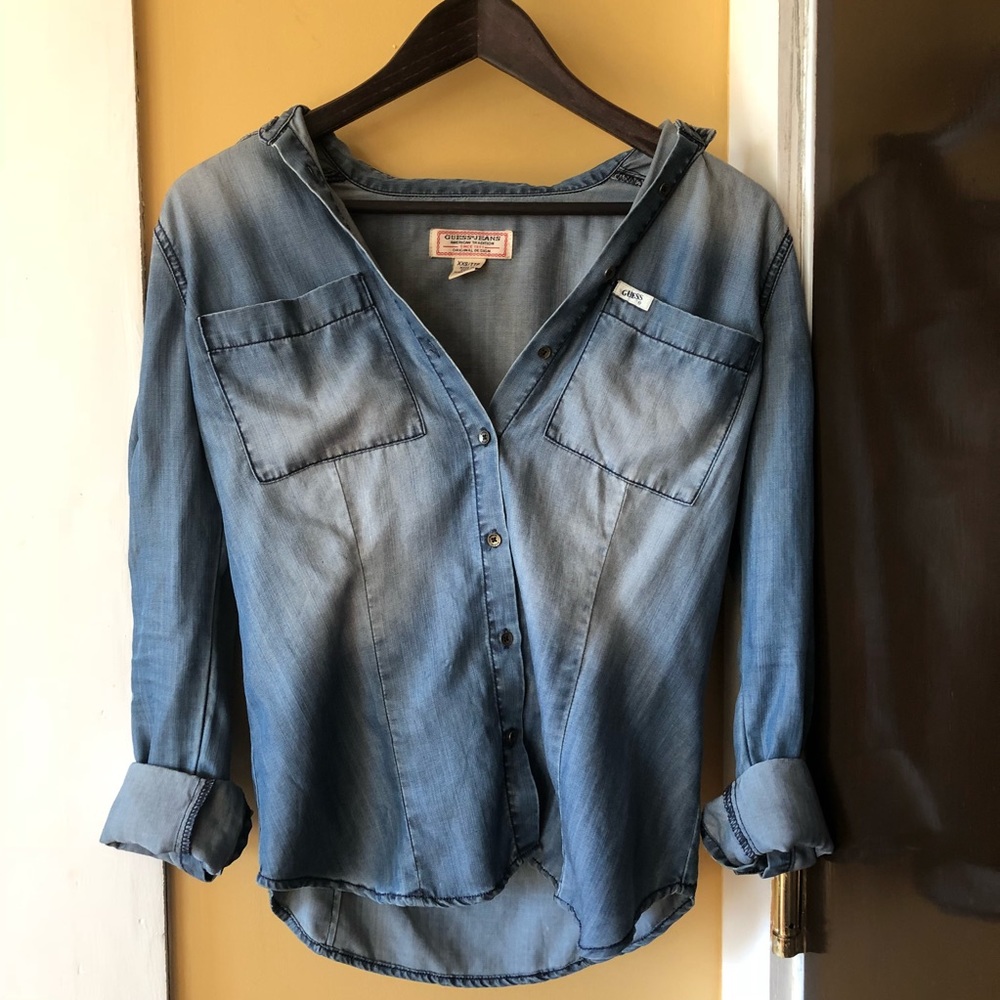 Guess Denim Button Up Top